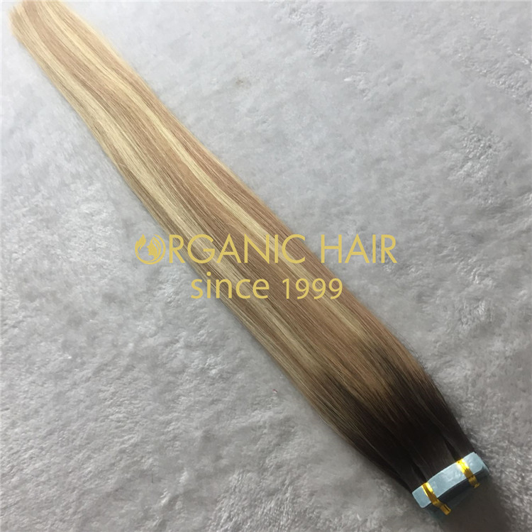 Highlighted T2mixed18/613 ombre tape hair extensions for sale H140